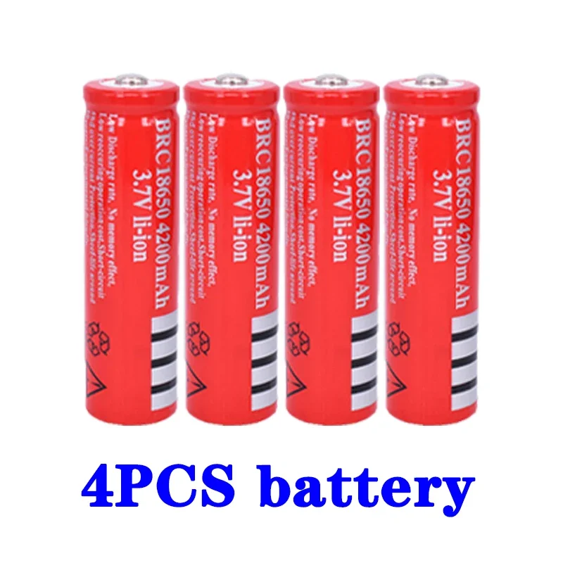 3.7V Li-Ion 4200mAh High Capacity Rechargeable Battery 18650 Battery for LED Torch + 4 Slot Smart Charging USB Charger