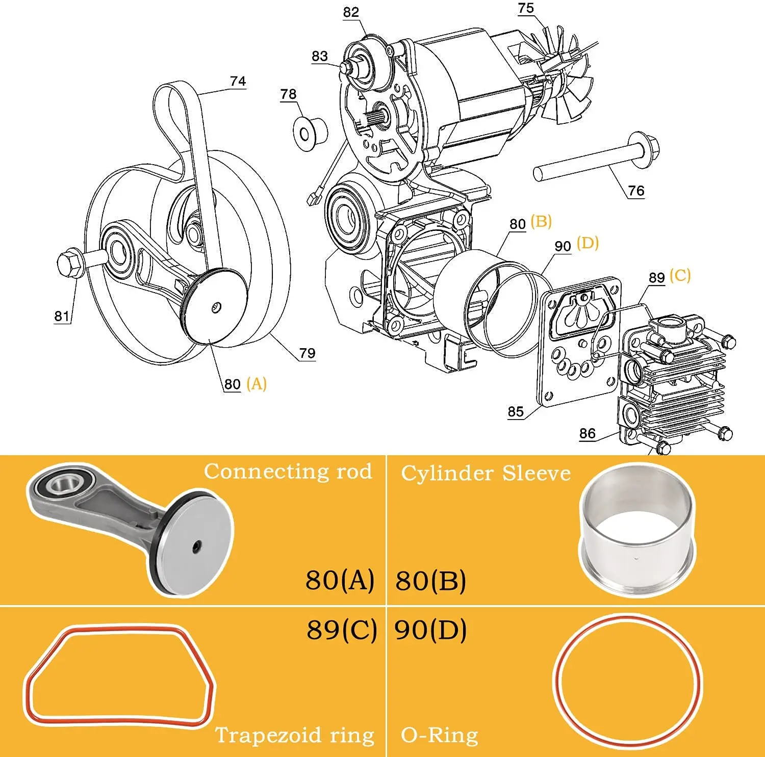 TM Piston Assy N021229 / N021725 / N038785 Air Compressor Piston Kit 2-7/8