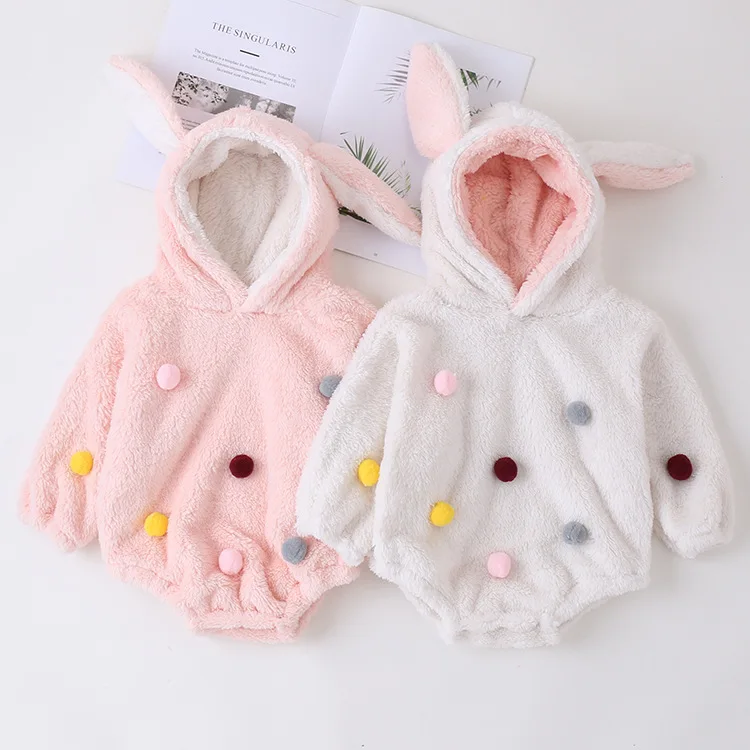 

2025 Autumn Winter Baby Rompers Girls Baby Hairball Korean Climbing Clothes Thick Fury Long Sleeve Climbing Clothes Sleepwear