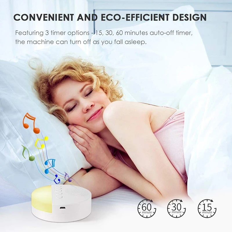 Baby White Noise Machine USB Rechargeable Timed Shutdown Sleep Machine Baby Sleep Noise Sound Player Night Light Timer