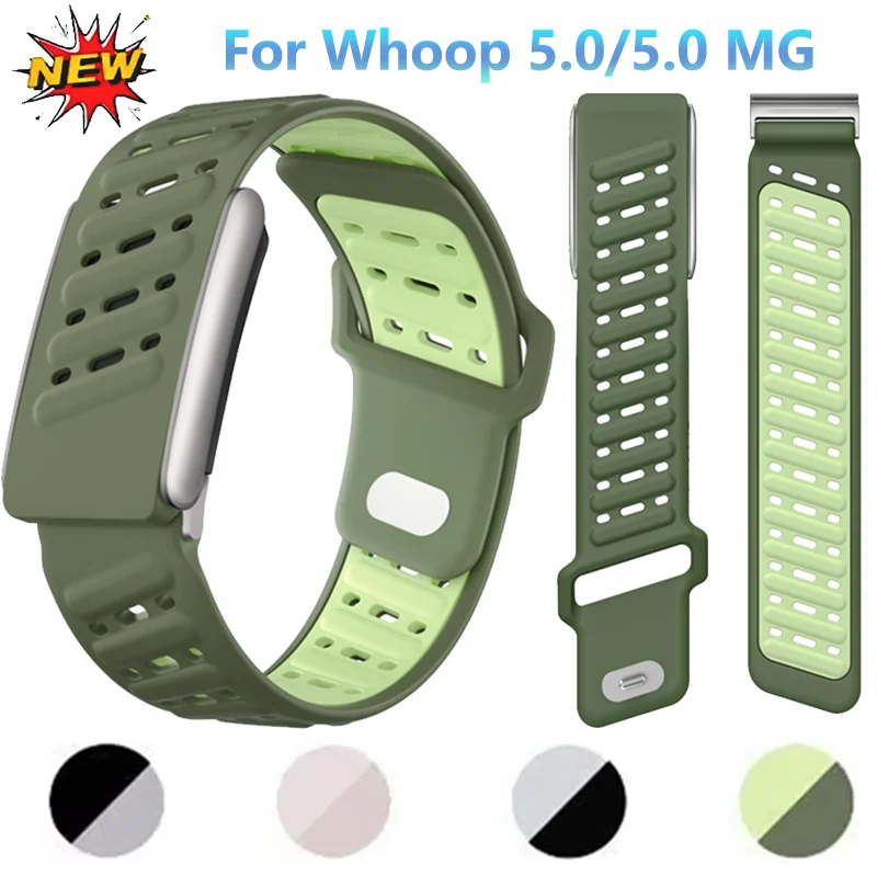 Offizielles zweifarbiges Silikonarmband für Whoop 5.0, verstellbares, atmungsaktives Armband, Handgelenkschutz, Tracker für Whoop 5.0 MG Gürtel