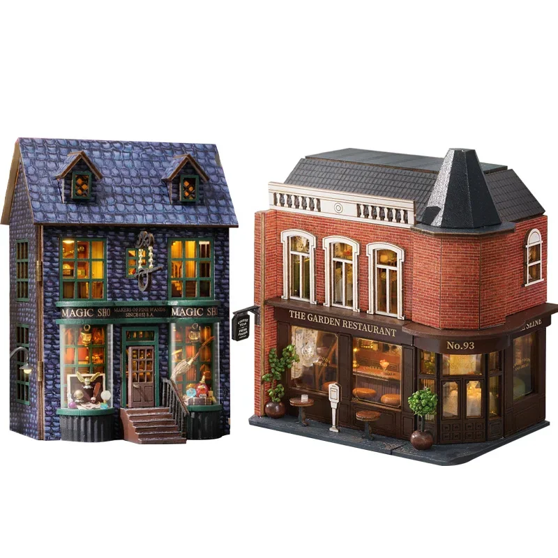 อะนิเมะการ์ตูน DIY House Handmade Assembly Magic Shop Assembly House รุ่น House ของเล่นก่อสร้างของขวัญวันเกิดหญิงอุปกรณ์ต่อพ่วง