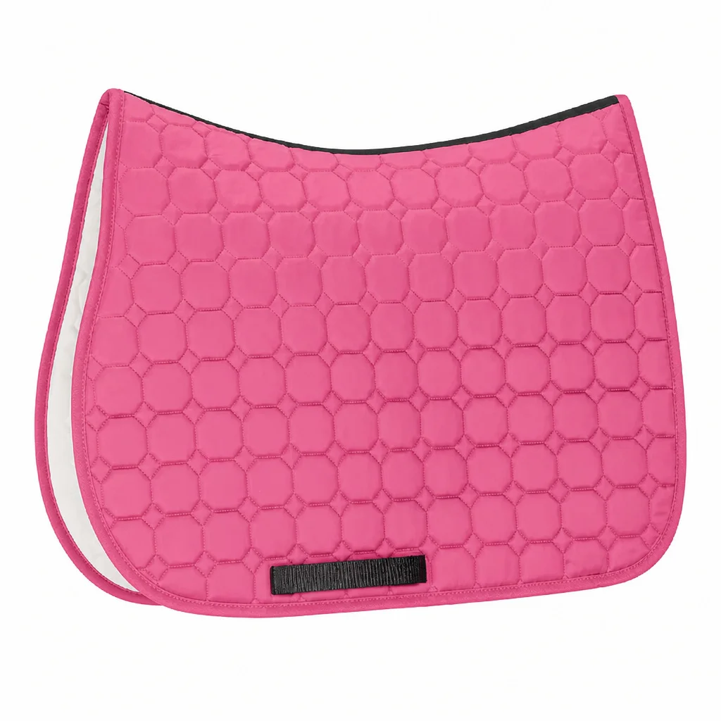 Custom Color Cotton Horse Saddle Pad with Geometric Quilting Girth Loops and Contoured Topline English Dressage Saddlecloth