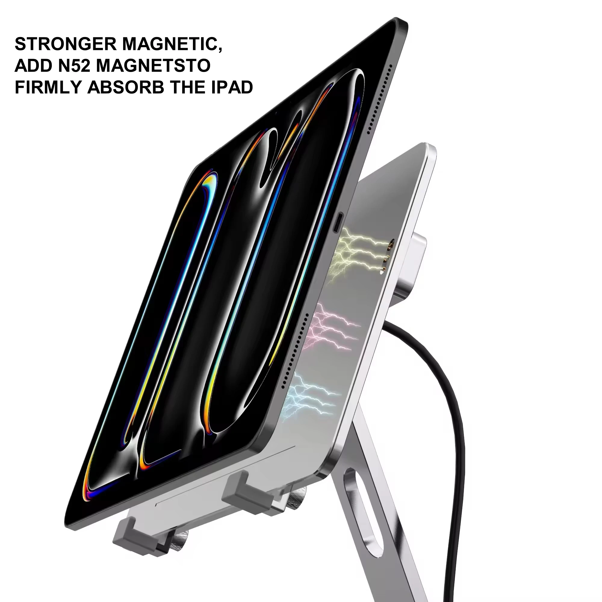 Portable Folding Magnetic Aluminum IPad Charger Stand Tablet Charger Holder for IPad 11 13 Inch M4 2024