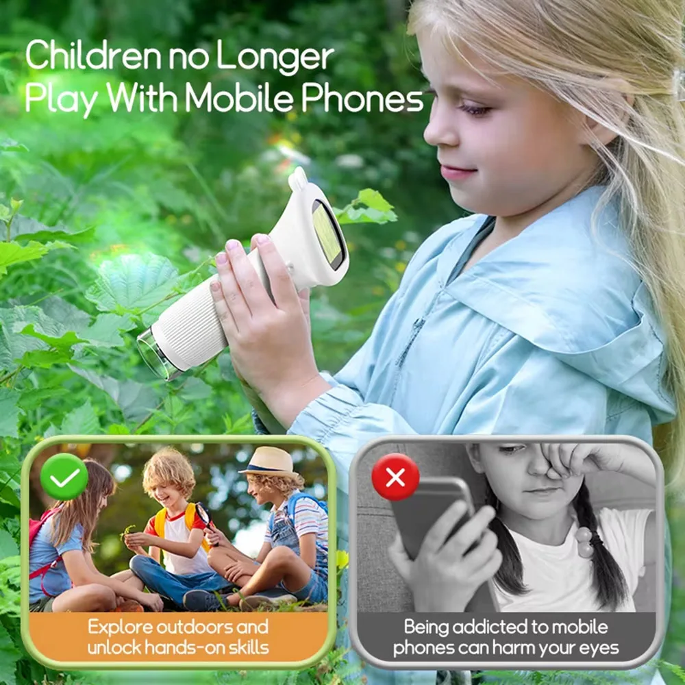 Pocket Portable 1000X Digital Microscope with 2 Inch IPS Screen 8 LED Lights for Kids Educational Toy