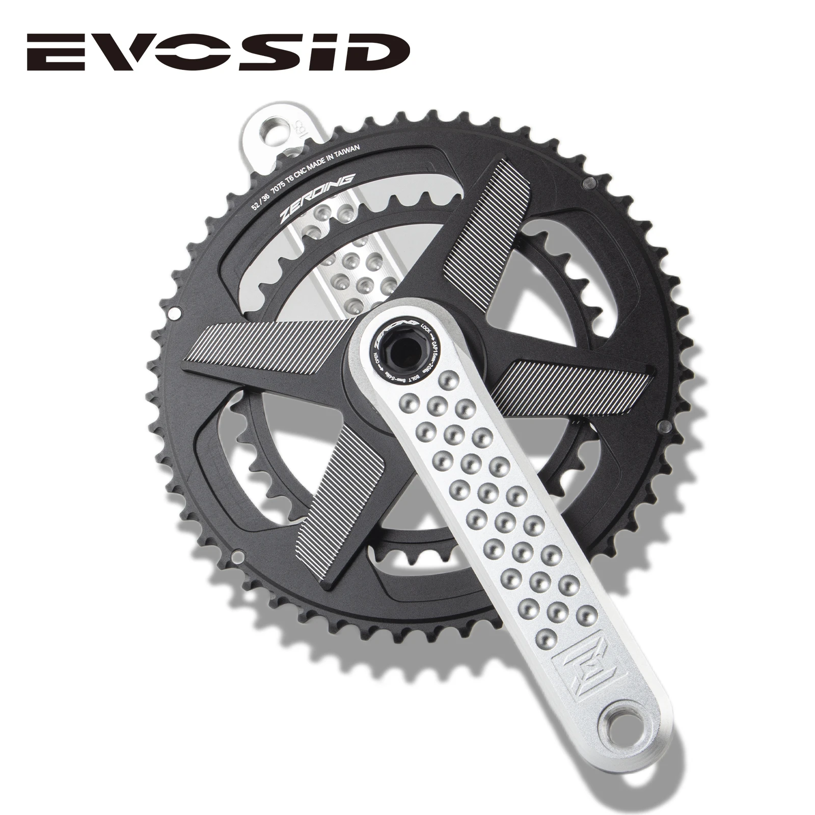 EVOSID Road Bike Crankset 165/170/175mm Ultralight Bike HollowTech Crank 52-36T With Bracket 12S Double Chainring for SHIMANO