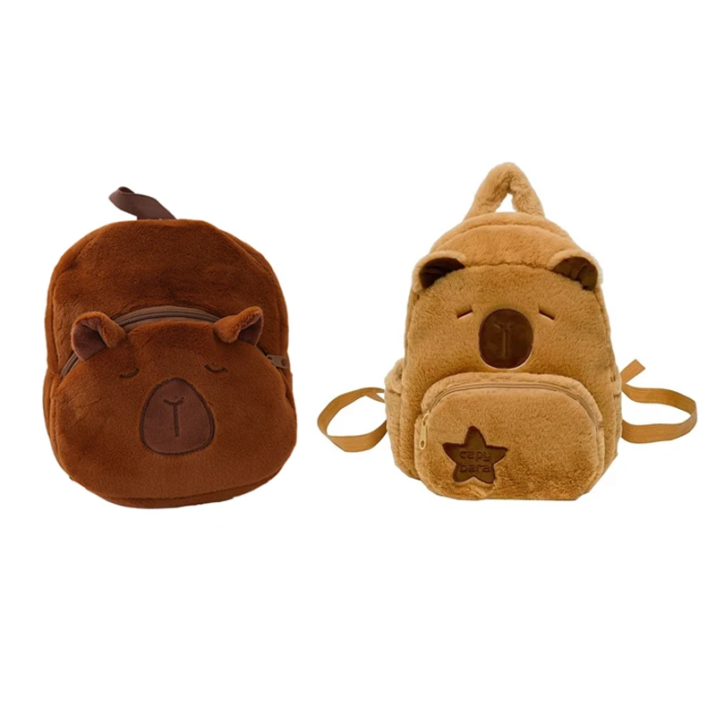 Bonito capibara pelúcia capivara mochila versátil dos desenhos animados estudantes crossbody saco sacos de escola