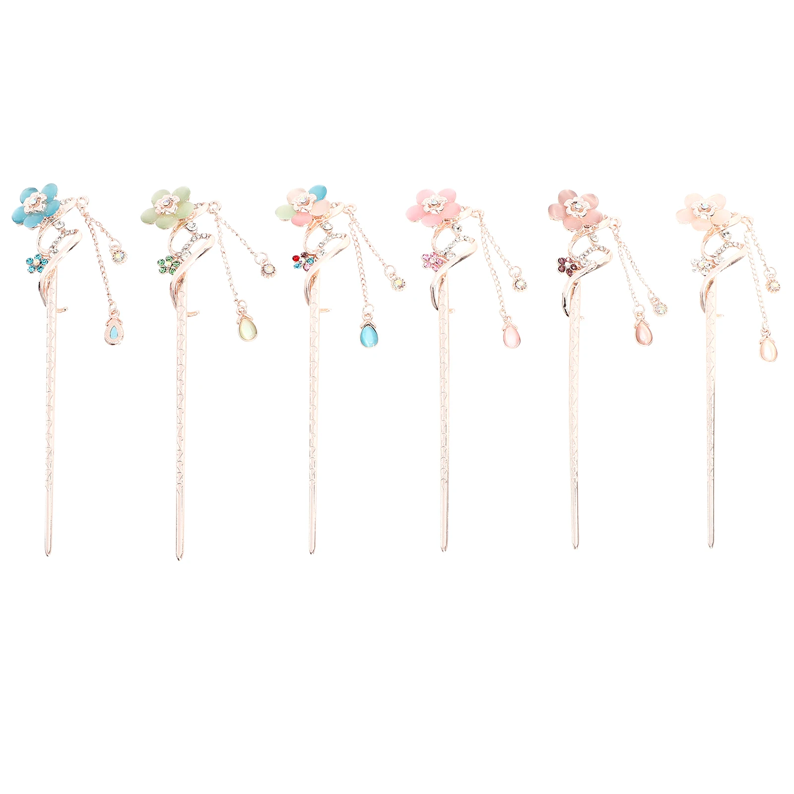 

6Pcs Retro Flower Hairpin High Quality Durable DIY Vintage Classic Chinese Hair Stick Hair Ornament for Girls Vintage Hairpin