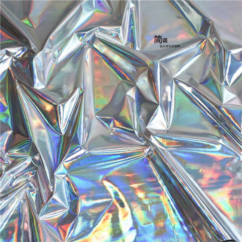 

Thin Laser Illusion Mirror Coating Reflective Wedding Background Shooting Costume Trench Coat Designer Diy Sew Fashion Fabrics