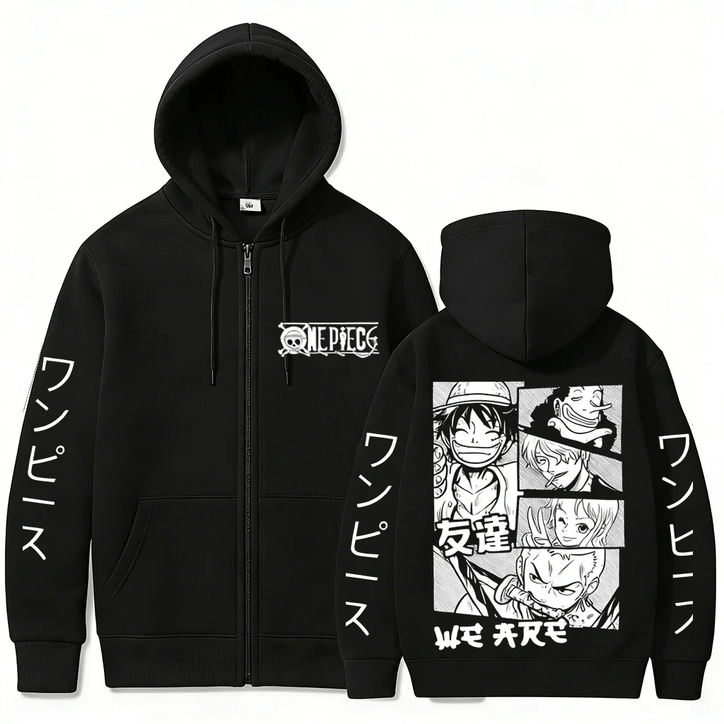

Худи на молнии One Piece с аниме-принтом, унисекс, с длинным рукавом, графический принт, свитшот с Луффи, уличная одежда, повседневные топы, весна 2026