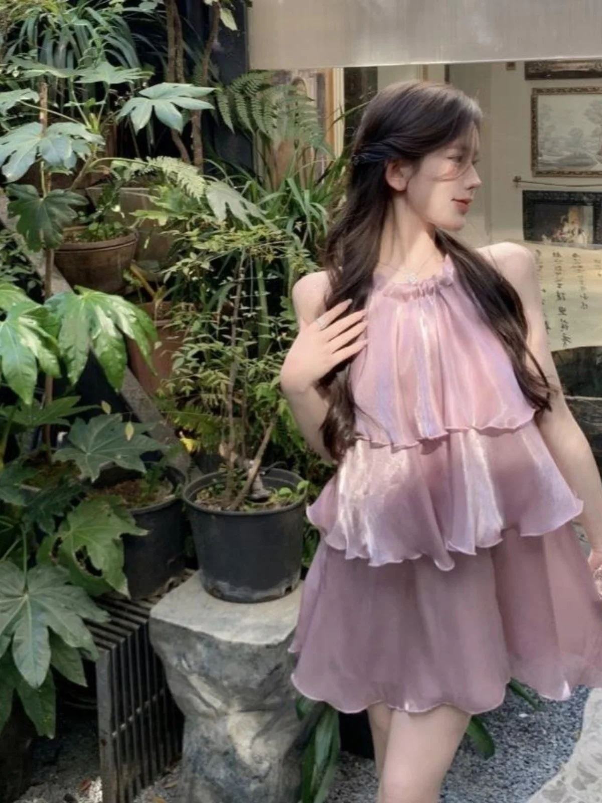 

Летняя новая шифоновая юбка с кружевным слоем и кружевным слоем в Корейском стиле, облегающая юбка Svel Dr