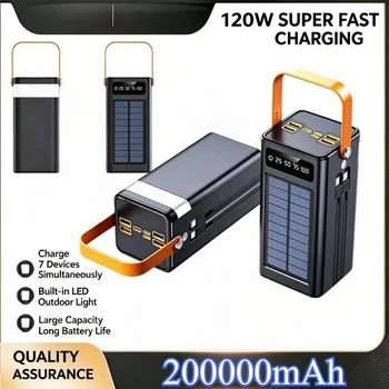 Ultra Solar Power Bank 200000mAh Super Fast Charging Portable External Battery Pack for…