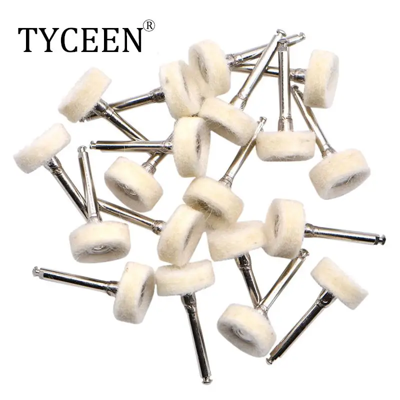 10Pcs/lot Dental Polishing Wheel Wool Cotton Polishing Teeth Polisher Brushes Polishers for Low Speed Contra Angle Handpiece