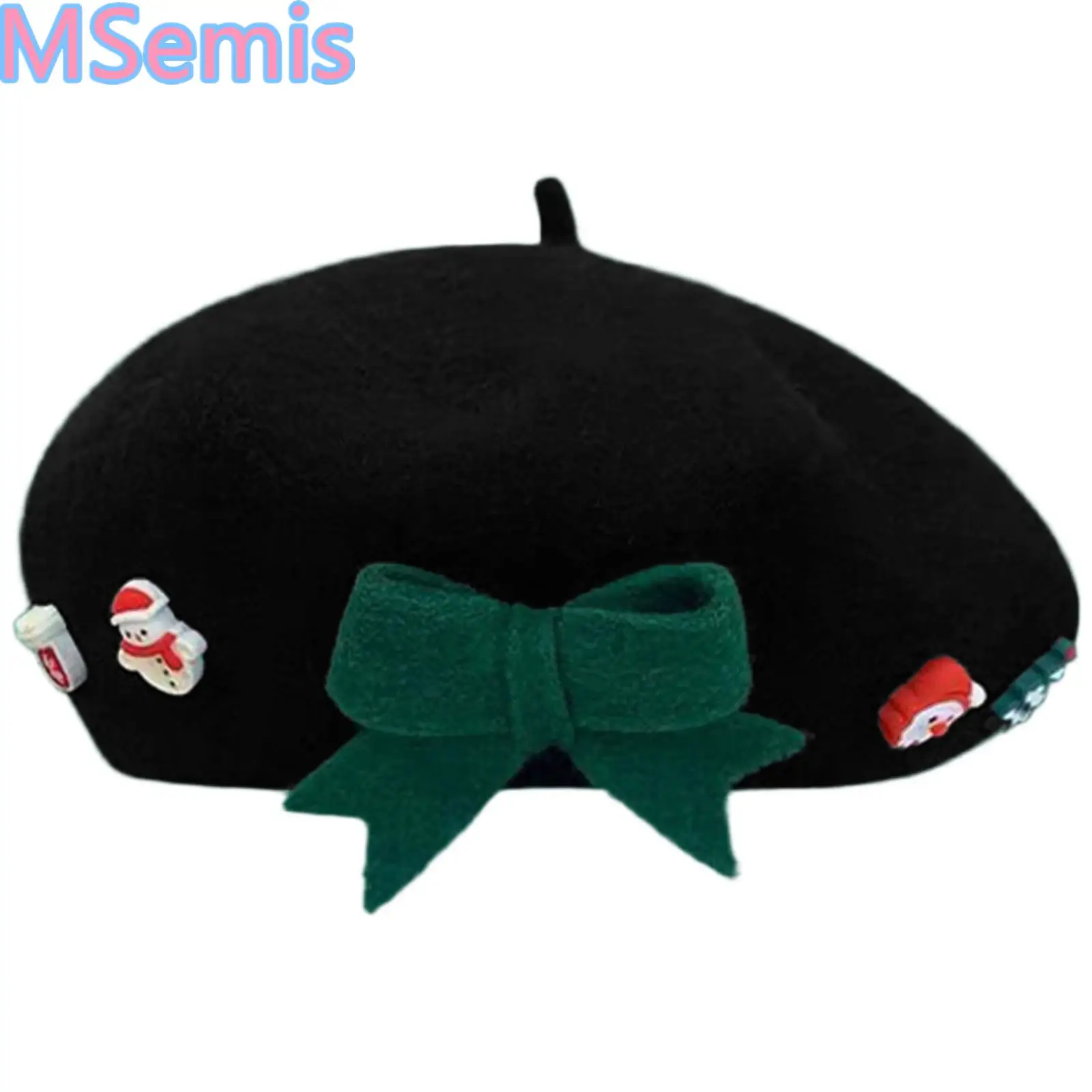 

Рождественский шерстяной берет для девочек, французский берет, шапка, рождественский элемент, головной убор для косплея, Рождественский костюм