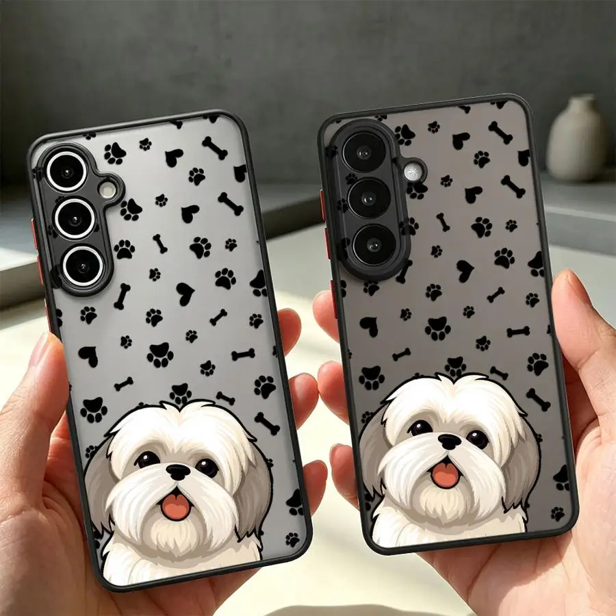 Чехол для Samsung Galaxy A53 A16 A15 A34 A36 A35 A54 A52S A72 A14 A23 A73 A33 A56 A55 A17 A52 с рисунком лапы и кости ши-тцу