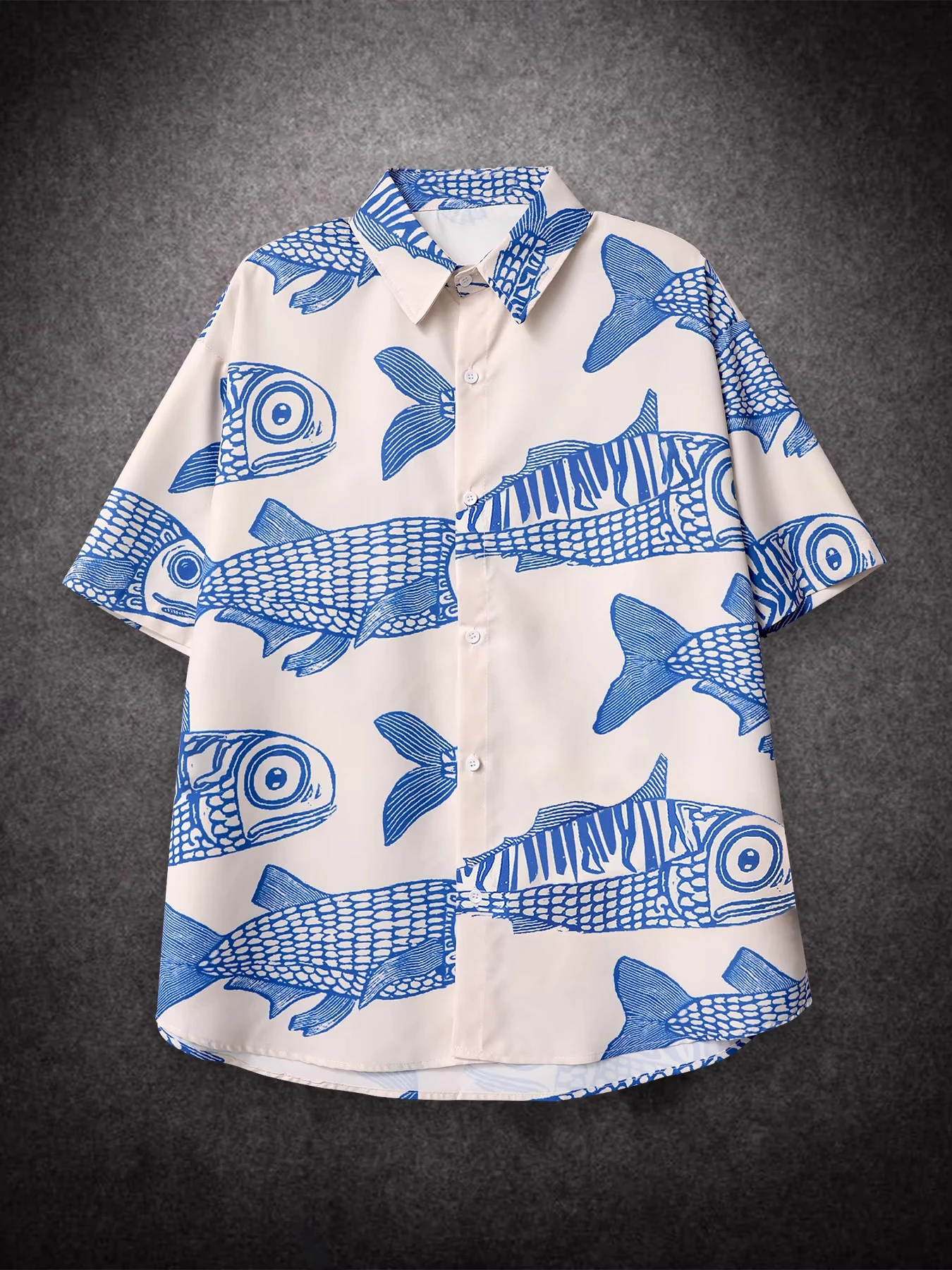 

Plant Fishs Print Hawaii Beach Mens Short-Sleeved Shirt Fashionable t Men's Casual Holiady Shirt Summer Street Daily Men's Shirt