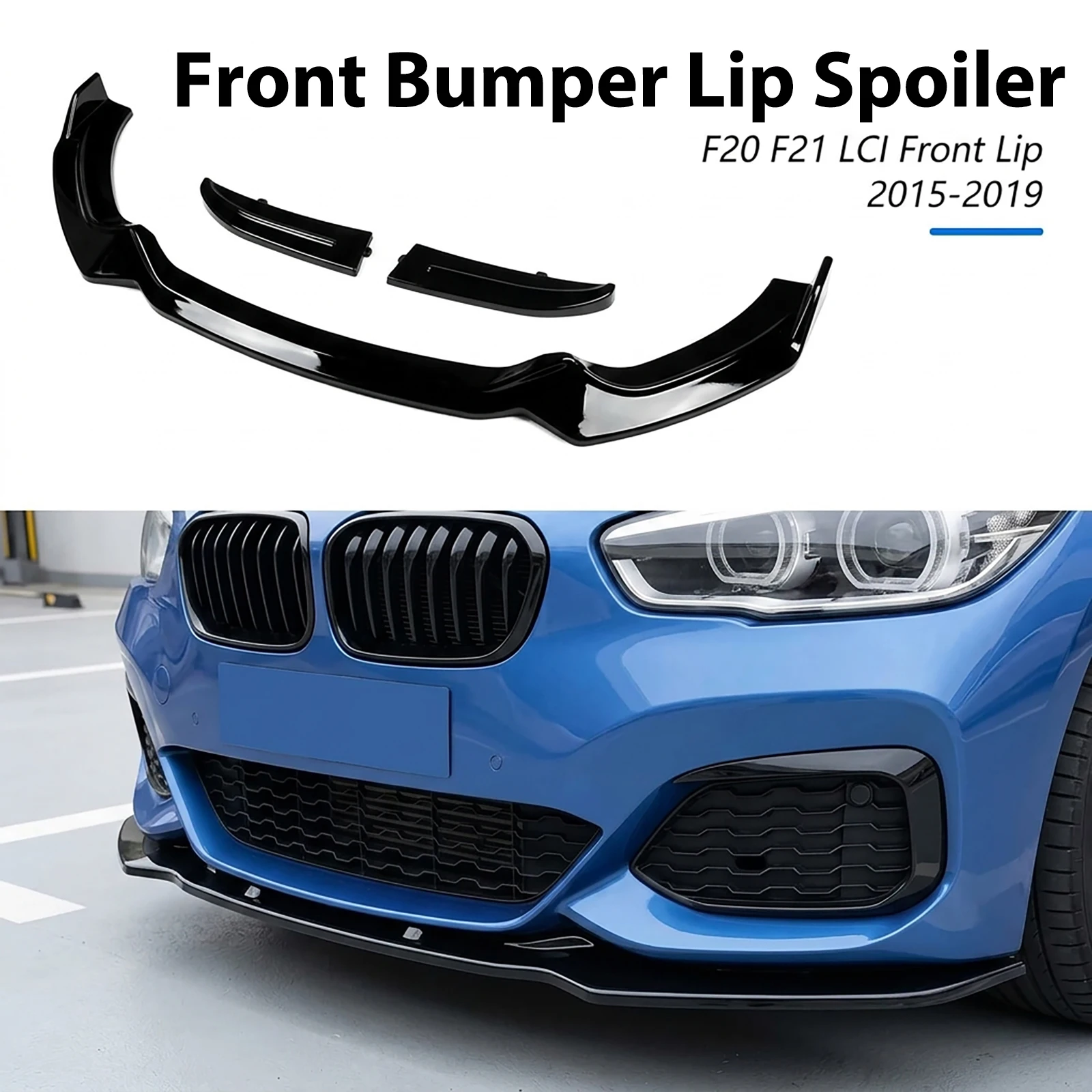 Splitter per paraurti anteriore stile Maxton per BMW F20 F21 M-Sport 118i 120d 120i M135i M140i 2015-2019 LCI Kit carrozzeria Spoiler Diffusore