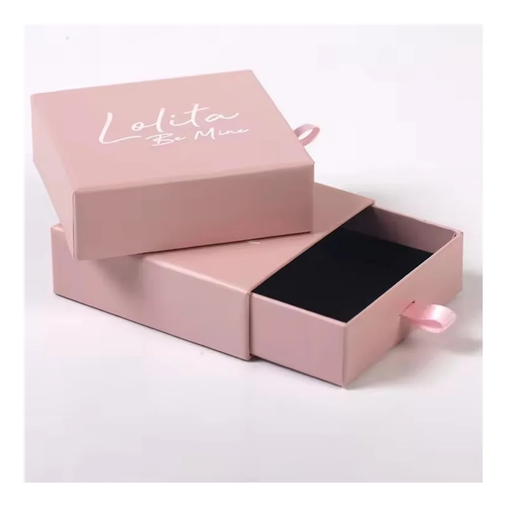 50pcs Luxury Jewelry Box Eco-Friendly Cardboard Packaging With Custom Logo Drawer-Style Paper Packaging for Jewelry Boxes