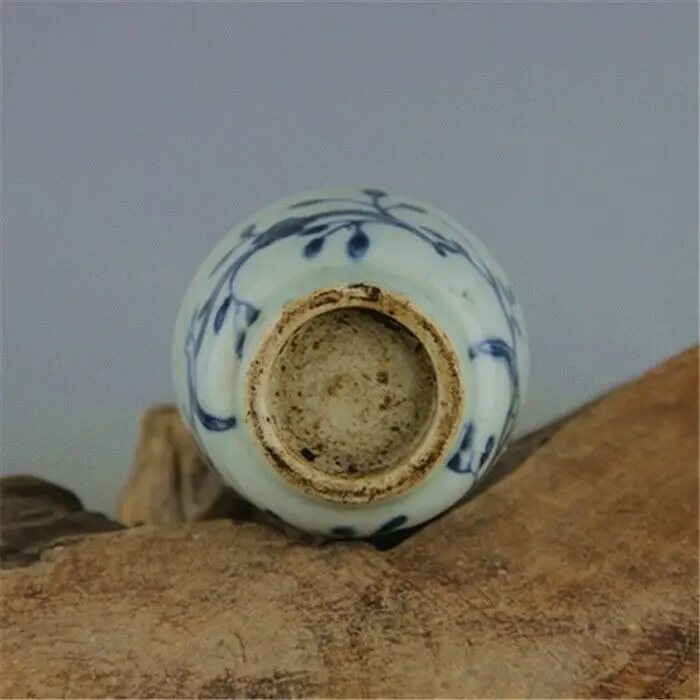 Chinese Blue and White Porcelain Qing Flower & Bird Design Teacup 2.36 inch