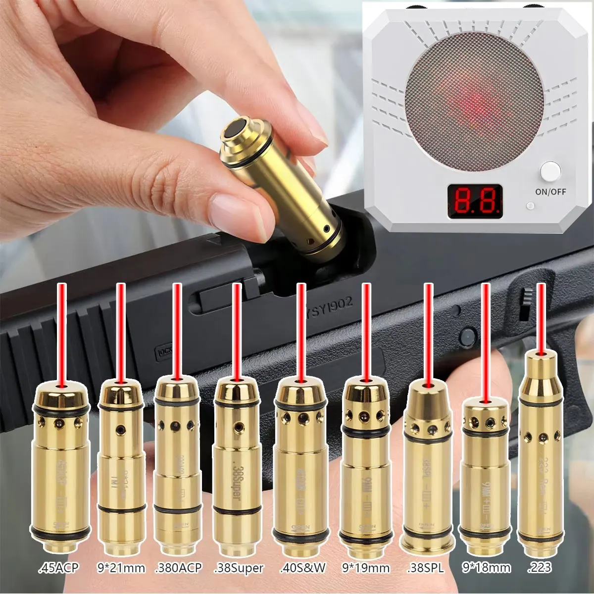 Tactical 12GA 9mm .223Rem 308win .380ACP 7.62x39 Cal44mag 357sig Laser Training Bullet Dry Fire Target Red Dot Sight For Glock