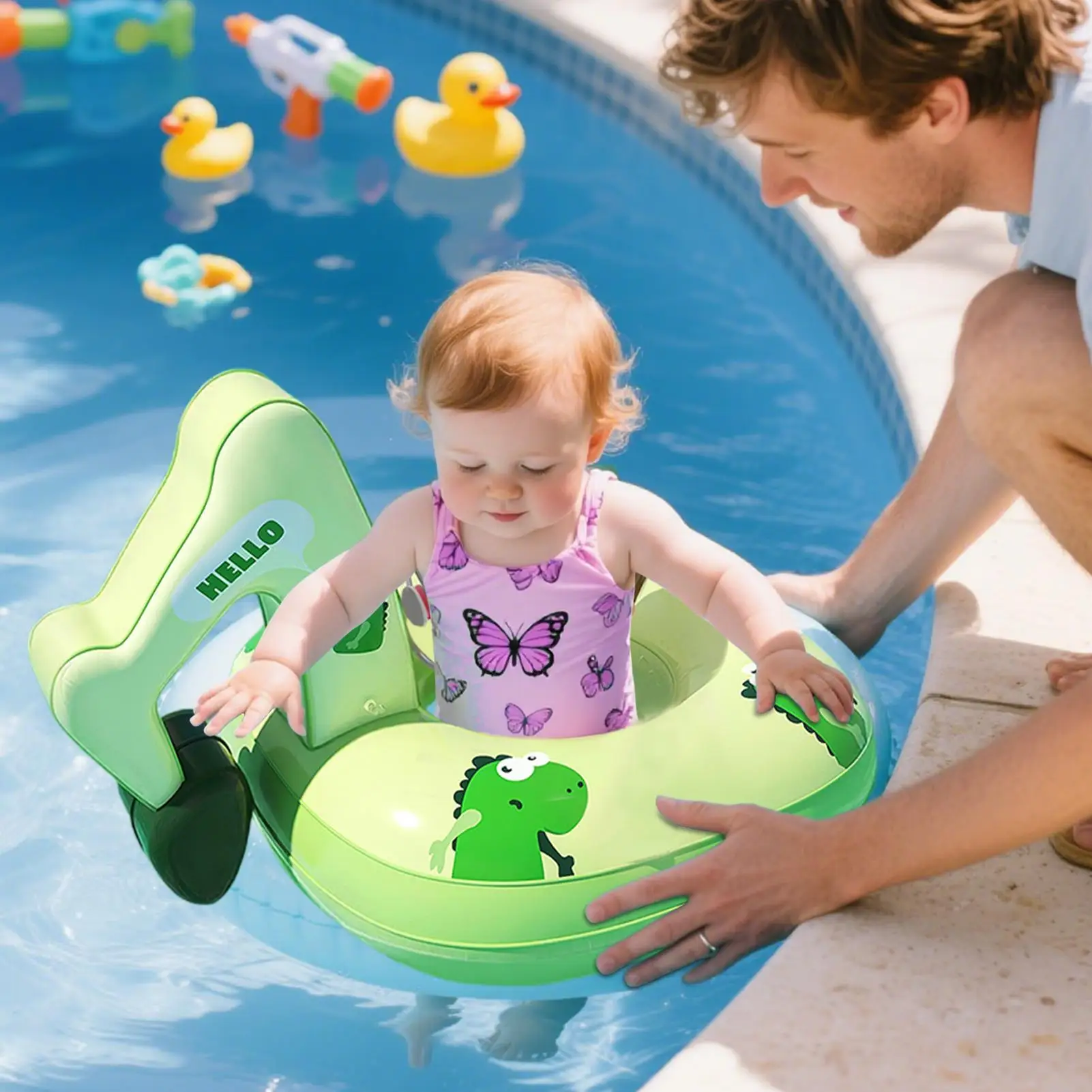 Flotador inflable con forma de excavadora, flotadores inflables para piscina, tumbona de agua, balsa, cama, estera, juguetes para tomar el sol al aire libre de 26 años