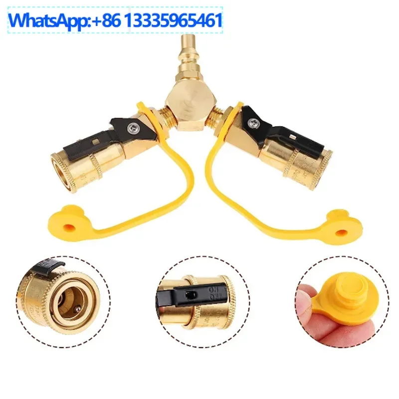 

2Pcs gas tank connection adapter gas cylinder adapter 1/4Y type three-way quick connector hexagonal inflatable adapter