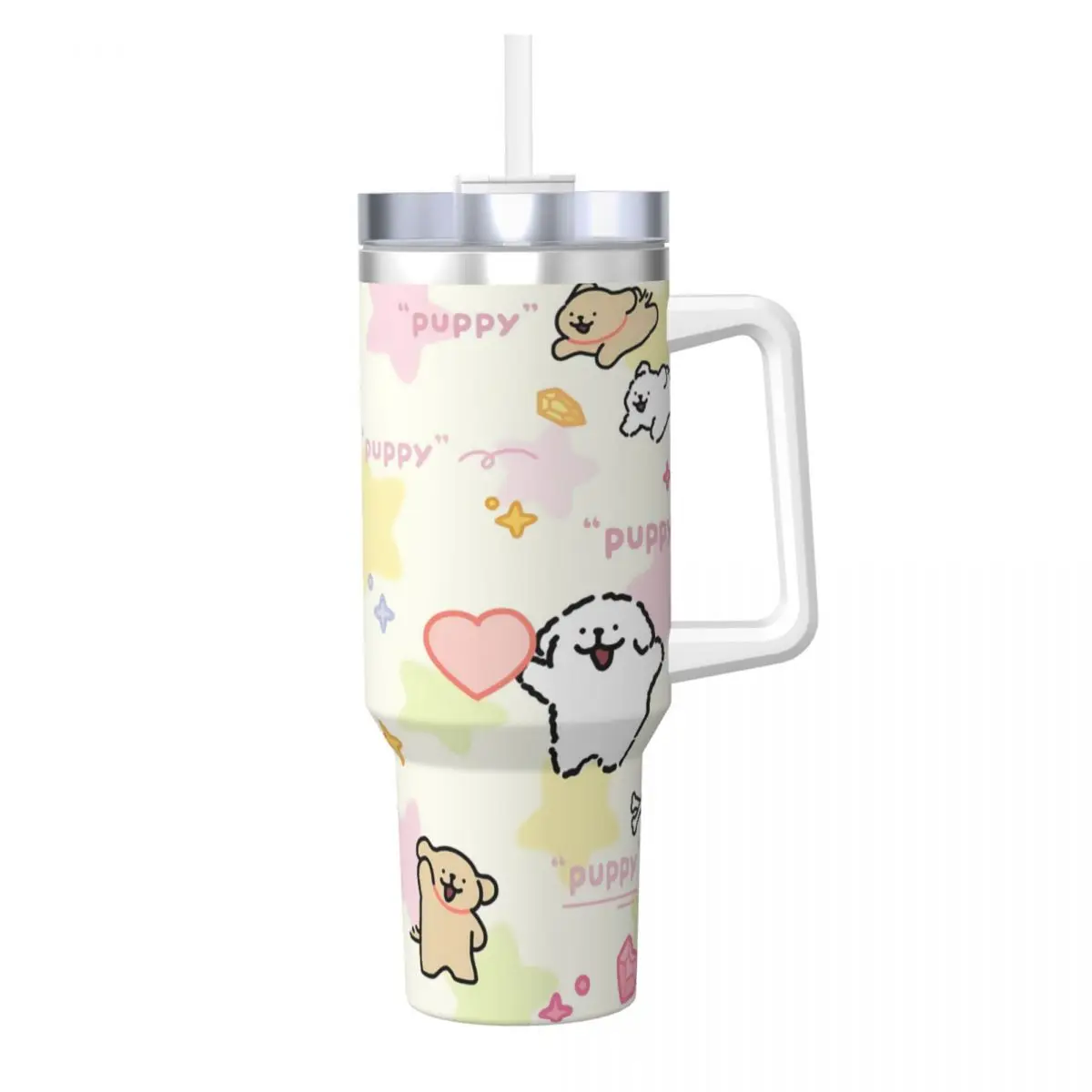 Maltese Line Dog Tumbler Cold and Hot Water Bottle Portable Stainless Steel Thermal Mug Custom DIY Beach Mugs Cup