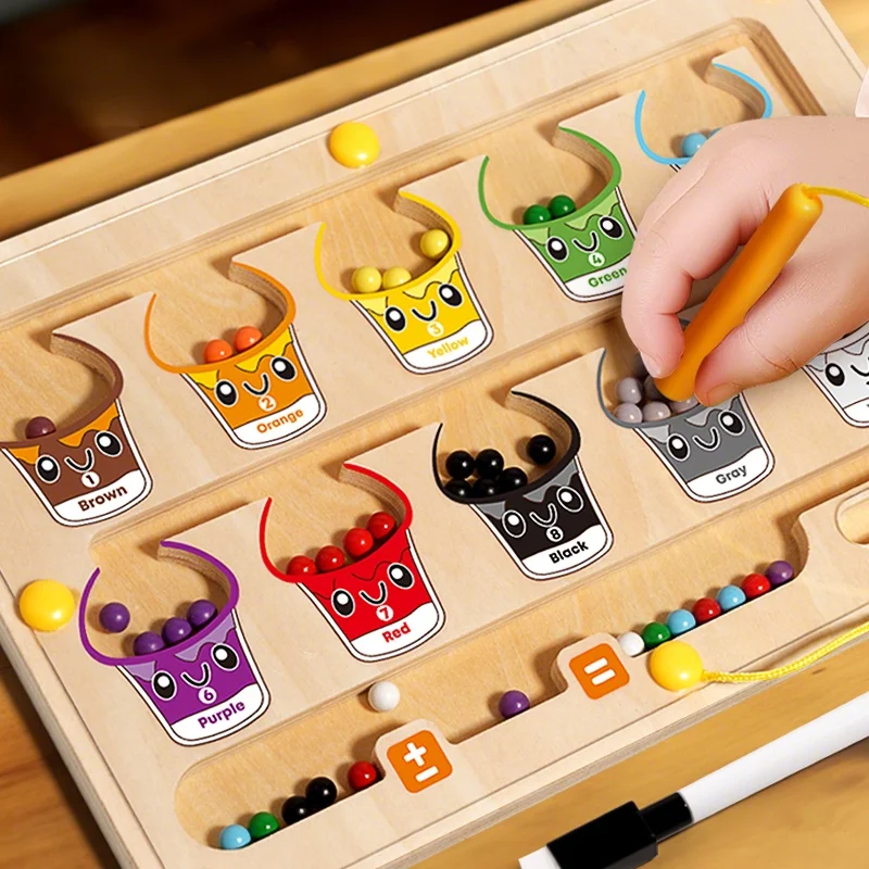 2 in 1 Magnetic Color Sorting Maze & Drawing Board Toddler Montessori Toys Number Matching Learning Counting Preschool Activity