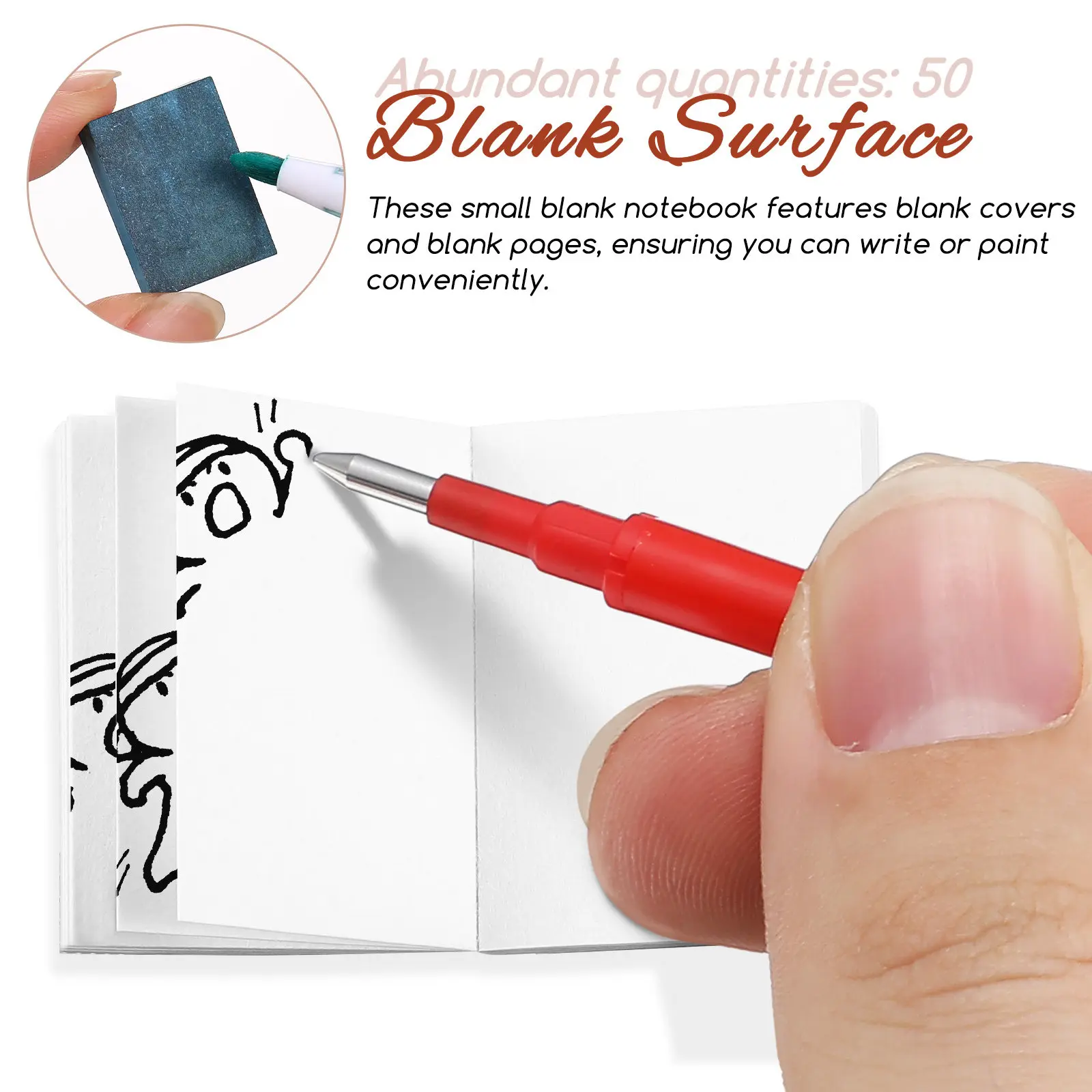 50Pcs Miniature Books for Dollhouse Decor Blank Mini Notebook Tiny Sketch Book Small Writing Notepad Dollhouse Library Bedroom