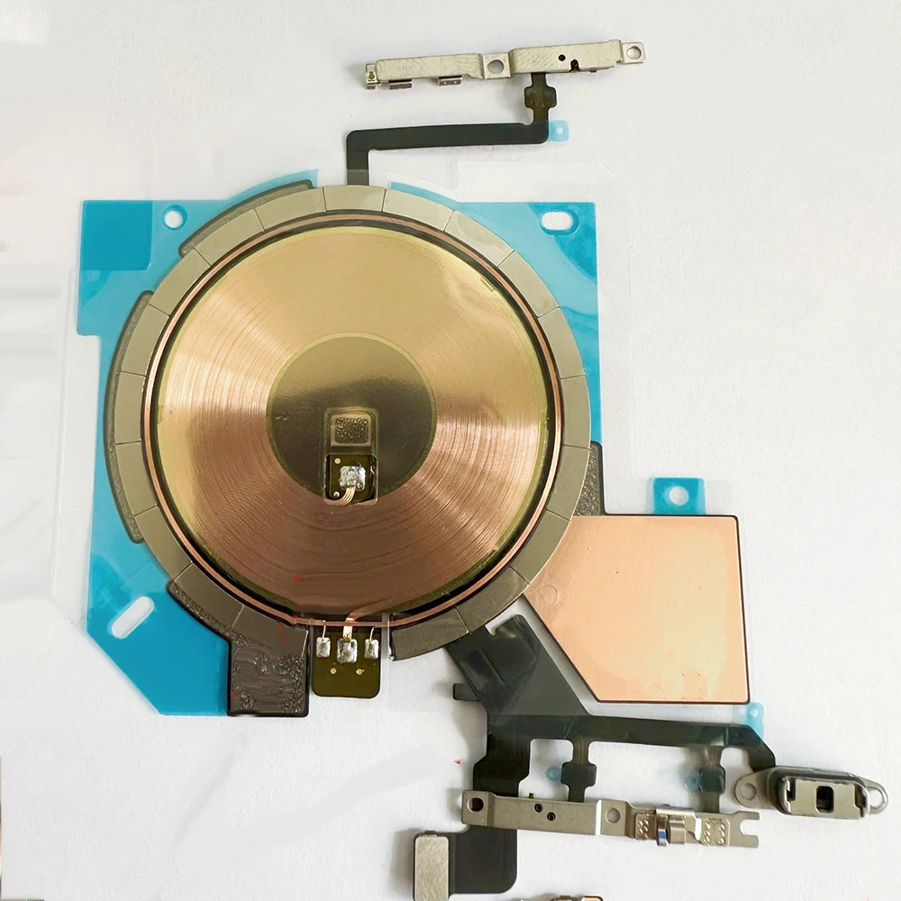 OEM Kabellose Ladespule NFC-Antenne Ersatzteil mit LED-Blitzlicht Flexkabel für iPhone 14 15 16 Plus Pro 17 Pro Max Ersatzteile