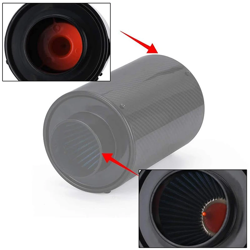1 مجموعة سيارة عالمية 3 بوصة ألياف الكربون فلتر الهواء البارد تغذية المغلقة مدخل الأنابيب التعريفي خرطوم عدة العالمي #5
