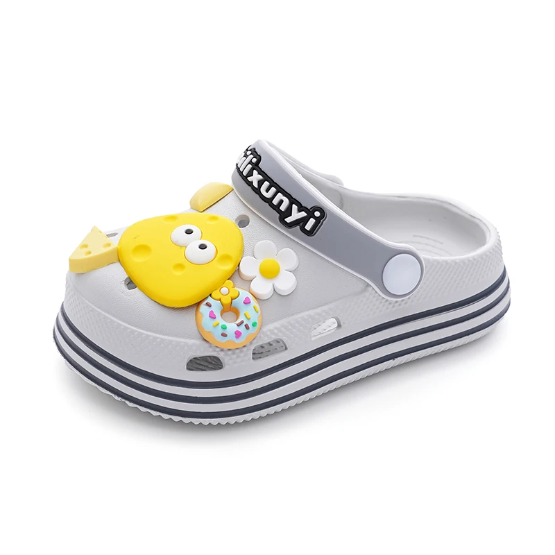 Child Kawaii Cartoon Clogs Shoes Summer Kids Lovely Cheese Outdoor Cute Boys Girls Sandal Light Breathable Casual Garden Shoes