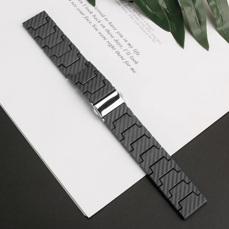 สายนาฬิกาข้อมือคาร์บอนไฟเบอร์สำหรับ Samsung Galaxy Watch 4สร้อยข้อมือคลาสสิกบนนาฬิกา Huawei GT3 GT2 amazfit GTR