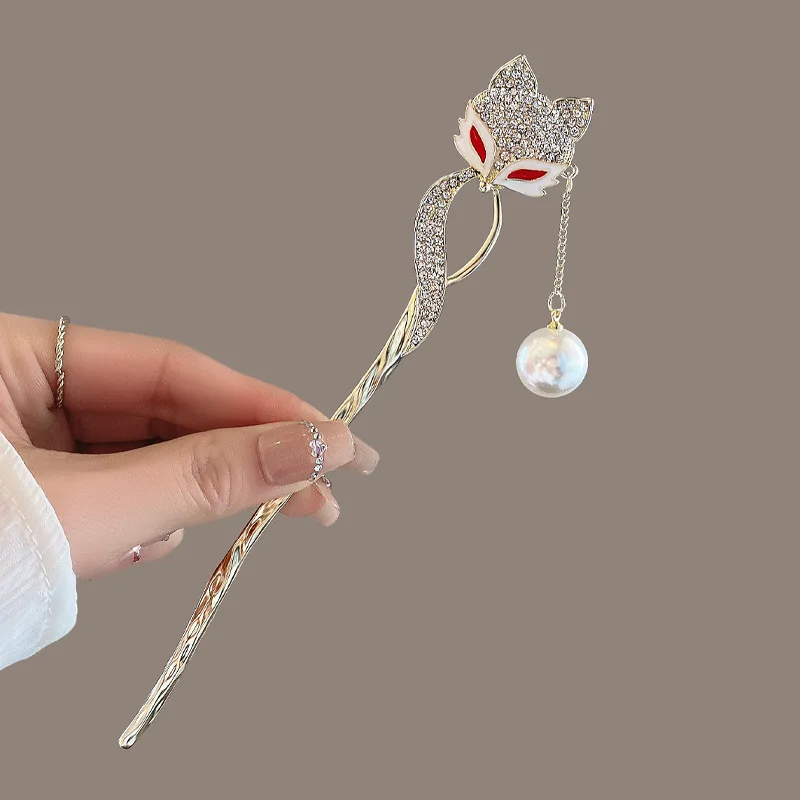 High End Fox Hairpin for Women A Sense of Luxury Modern Simplicity Ancient Style New Chinese Style Tassel Hanfu Qipao Hairpin