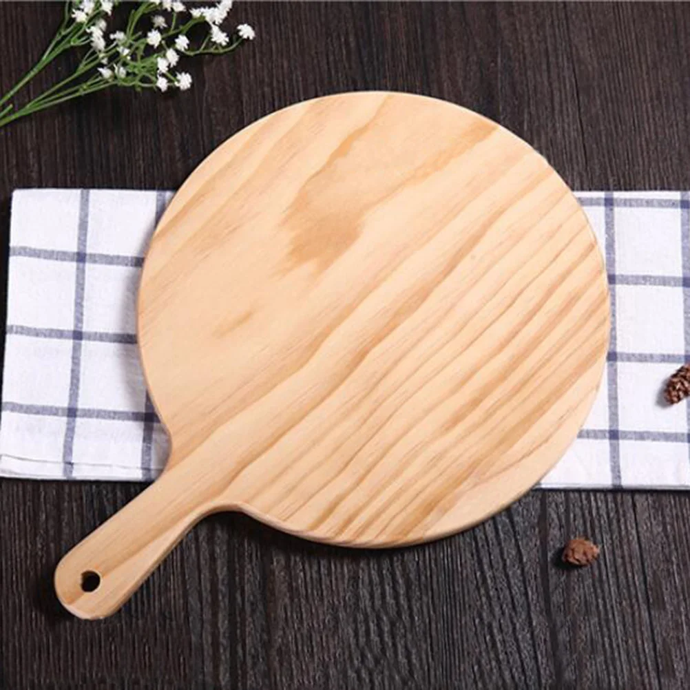 

Wooden Pizza board Round with Hand Pizza Pan Baking Tray Pizza Stone Cutting Board Platter Pizza Bamboo Cake Bakeware(8 Inch,Var