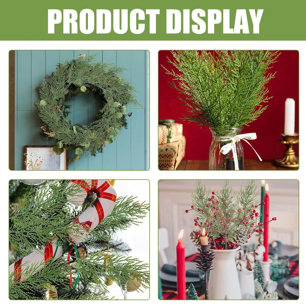 

40pcs Simulation Branches Faux Cedar Twigs Artificial Greenery For Christmas Wreath Diy Home Holiday Decoration Xmas Pine