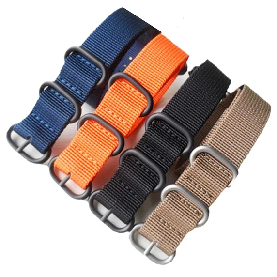 Durable Nylon Strap 18mm 20mm 22mm 24mm Stainless Steel Ring Buckle Men Military Replacement Watch Band for Big Wrist