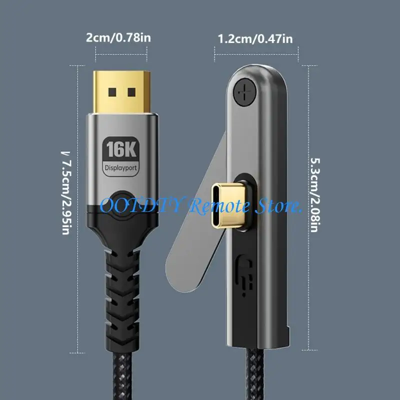  USB C to DisplayPort Monitor Cable with Foldable Stand, DP2.1 80Gbps 2M Braided