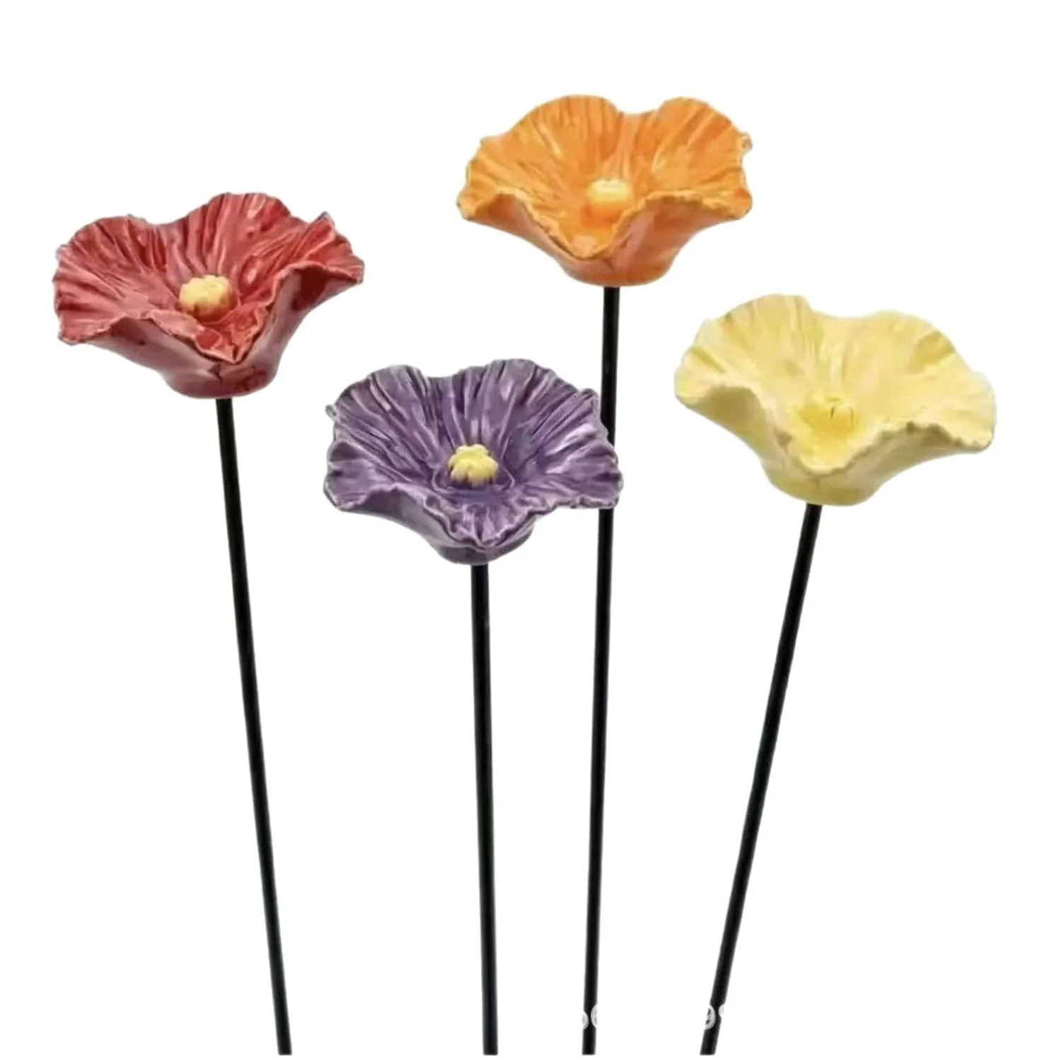 4pc Resin Flower Bee Water Feeder Flower Butterfly Bathing Bowl Metal Flower Bee Watering Garden Stake For Outdoor Patio Balcony