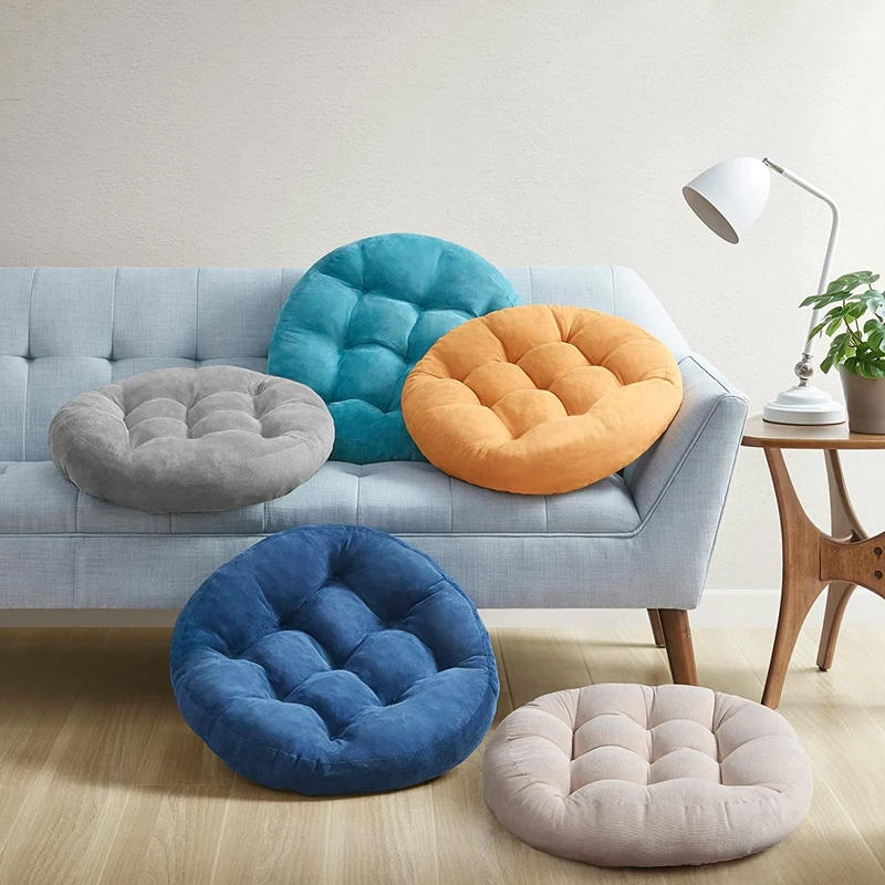 Runde große Bodens itz kissen grau getuftete Cord kissen für Outdoor-Yoga-Tatami-Stuhl polster lässige Sitz gelegenheiten Lese kissen 방석 – Detail 4
