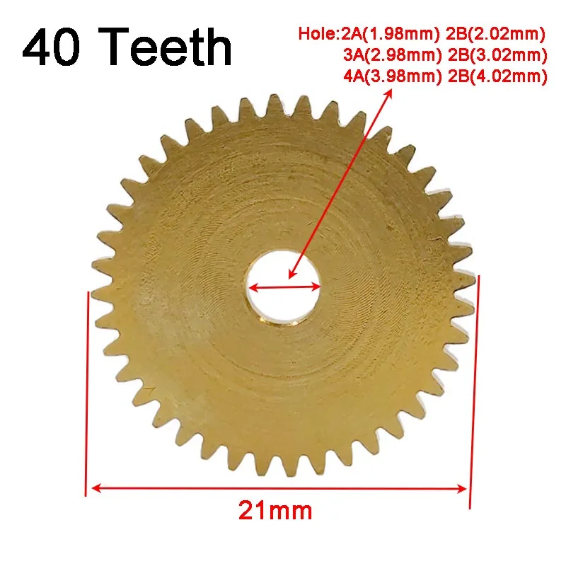 40T 0.5M Copper Gear OD=21mm 40 Teeth Thickness 2mm Pinion 402A 402B 403A 403B 404A 404B