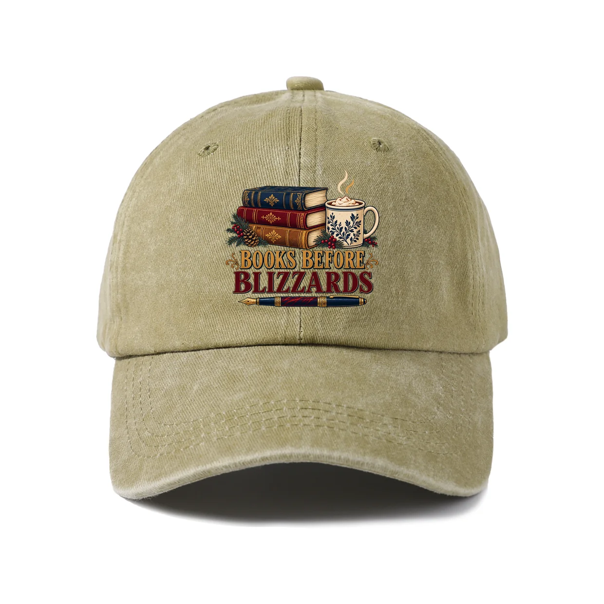 Books Before Blizzards Graphic Vintage Washed Baseball Cap, Adjustable Unisex Dad Hat, Casual Gift
