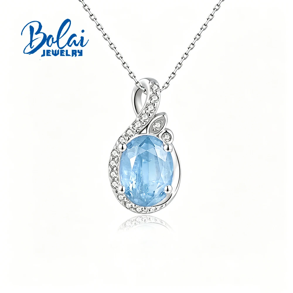 Light Luxury natural Sky blue topaz 925 sterling silver necklac real gemstone pendant fine jewelry for women's valentines gifts