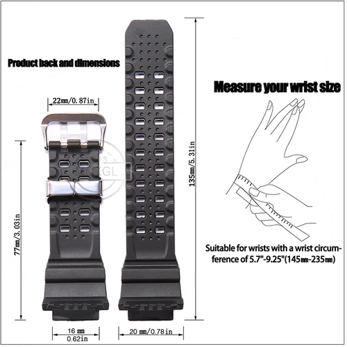 Imagen 2 del producto Correa de reloj de resina apta para Casio GW9400, correa de acero inoxidable para hombre, pulsera de GW-9400, accesorios para reloj de G-9300