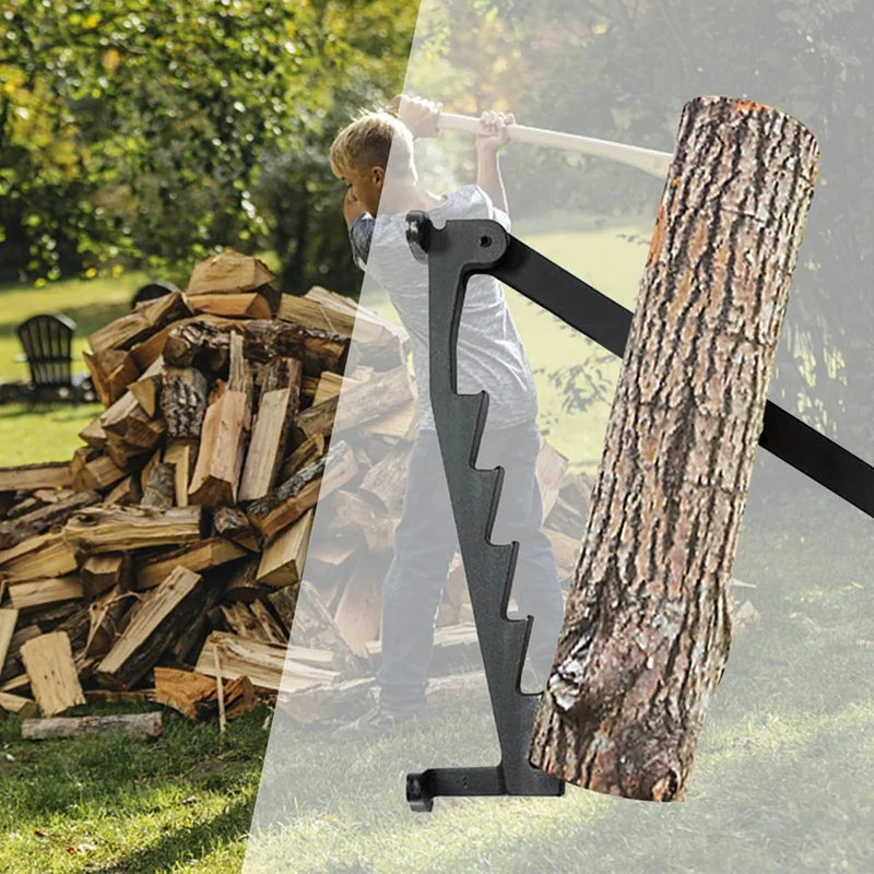 Kindling Splitter for Wood, Wall Mounted Log Splitter Manual Log Splitter in Carbon Steel Hand Log Splitter for Camping-A07G