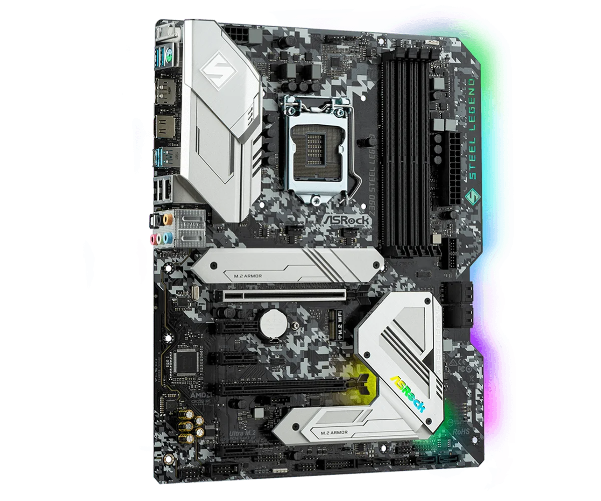 Imagem -03 - Asrock-placa-mãe Z390 Aço Lenda Lga 1151 Intel Z390 x M.2 Atx Suporte 8700 9400f 9600 8400 8300 9900 Cpu Ddr4