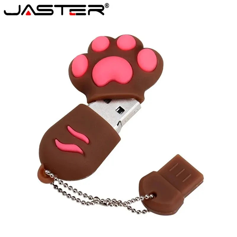 JASTER Cute Cat Claw USB Flash Drive 64GB Cartoon Memory Stick 32GB Creative Gift Pen Drive 16GB Pink Silicone External Storage image 4