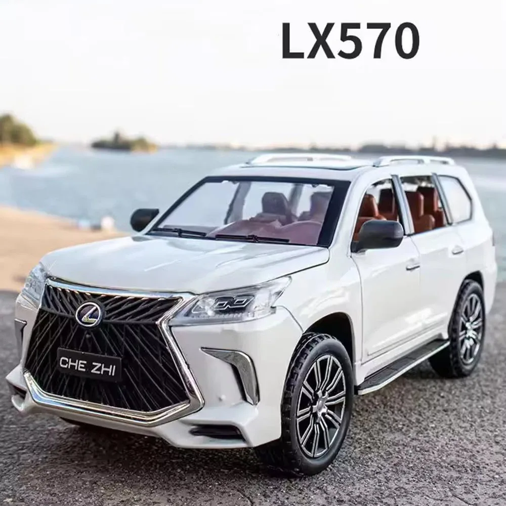 1:24 Metal Lexus LX570 Cars Miniature Models 6 Doors Opened Off-road SUV Diecast Toy Light Music Toys for Boys Festival Presents