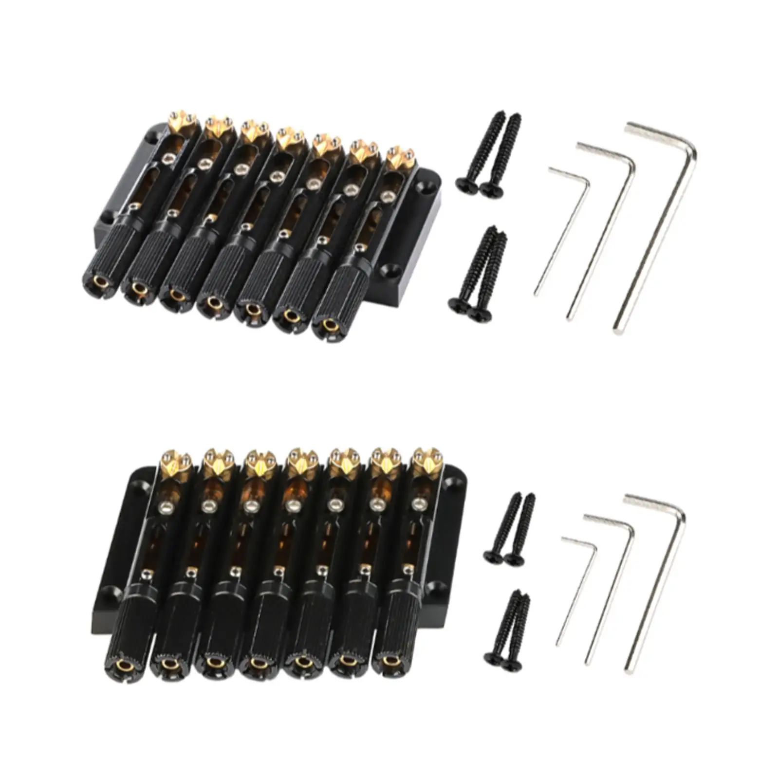 Guitar Fixed Bridge Tailpiece Brass Electric Guitar Bridge Saddle for 7 Strings