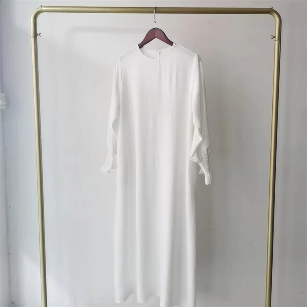 2024 neue schwarze Eid Trikot solide bescheiden unter Abaya Dubai Frauen islamische Kleidung muslimische Kaftan Innen kleider Robe Femme Musulmane